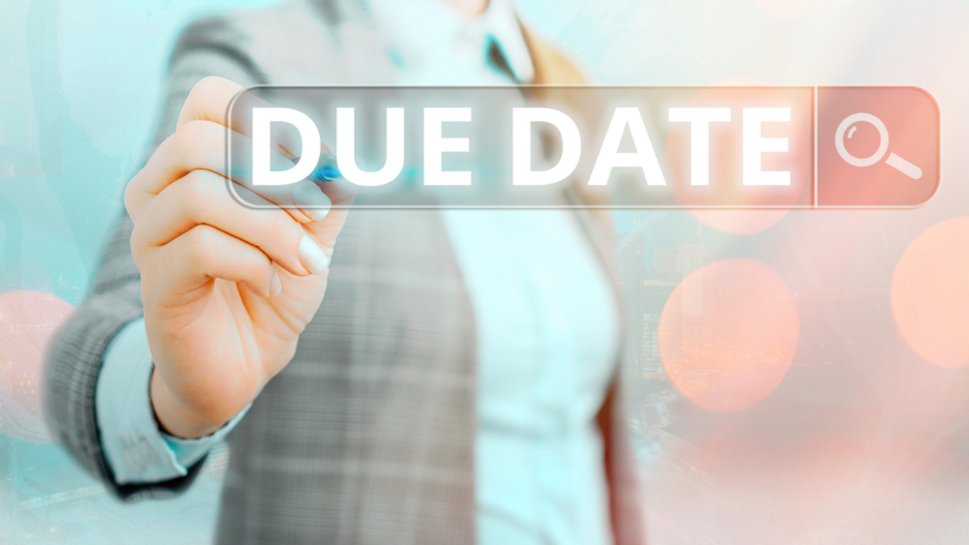 Writing note showing Due Date. Business concept for the day or date by which something is supposed to be done or paid Web search digital information futuristic technology network connection